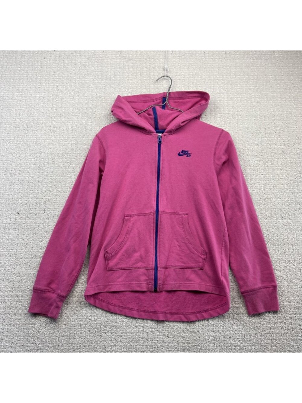 Y2K Nike SB Youth Sweatshirt Size L Large Pink Zip Hoodie Kids Girls Skater 2000